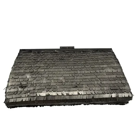 Rachel Roy Handbag Gray Silver Sequin Purse Clutch Bag Evening Cocktail - Picture 9 of 11